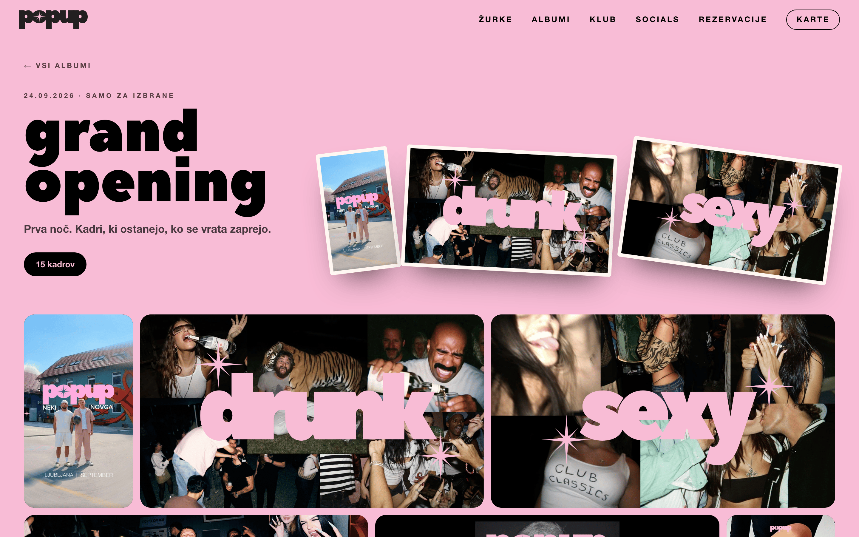 Album grand opening s petnajstimi kadri z otvoritvene noči