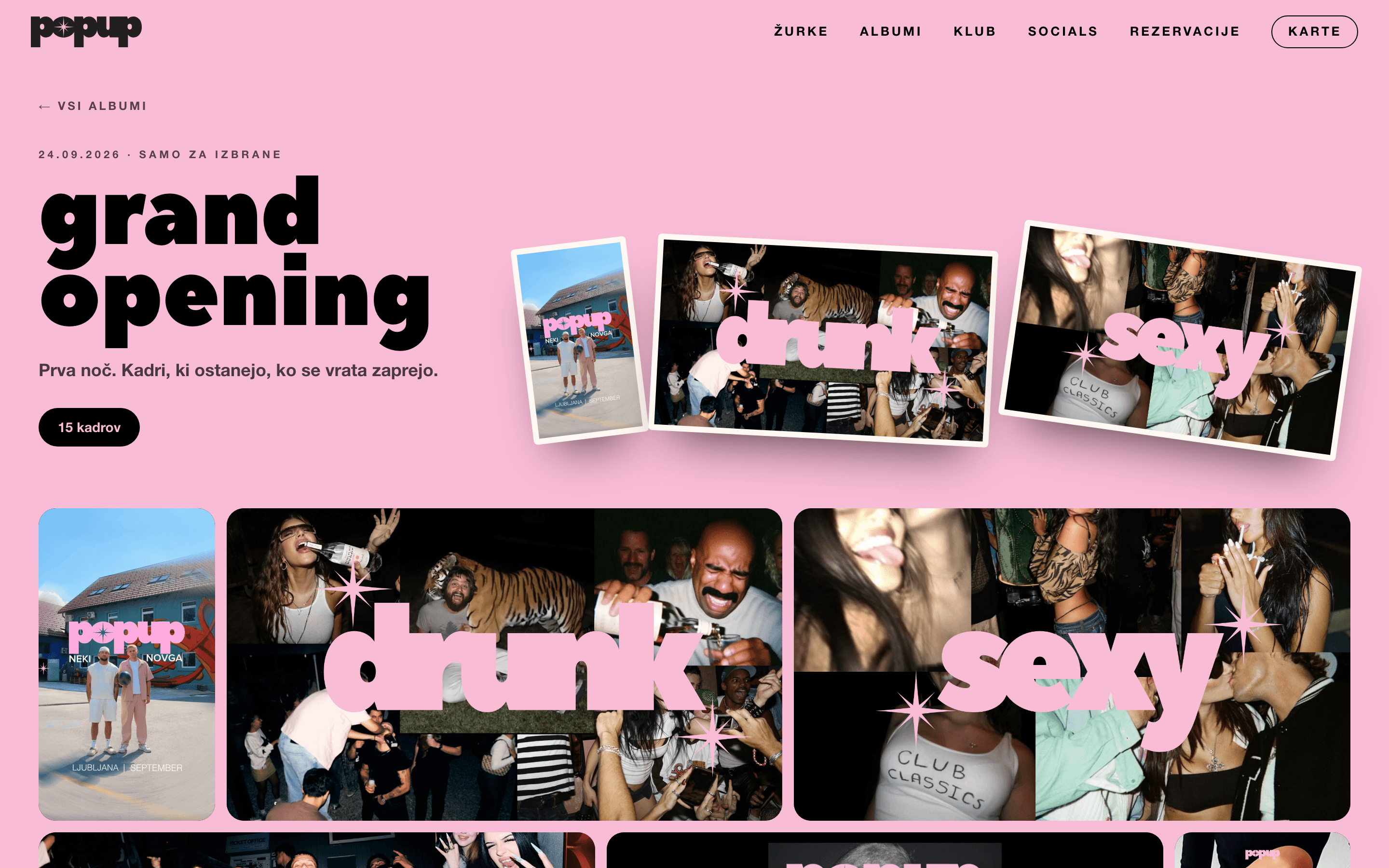 Album grand opening s petnajstimi kadri z otvoritvene noči